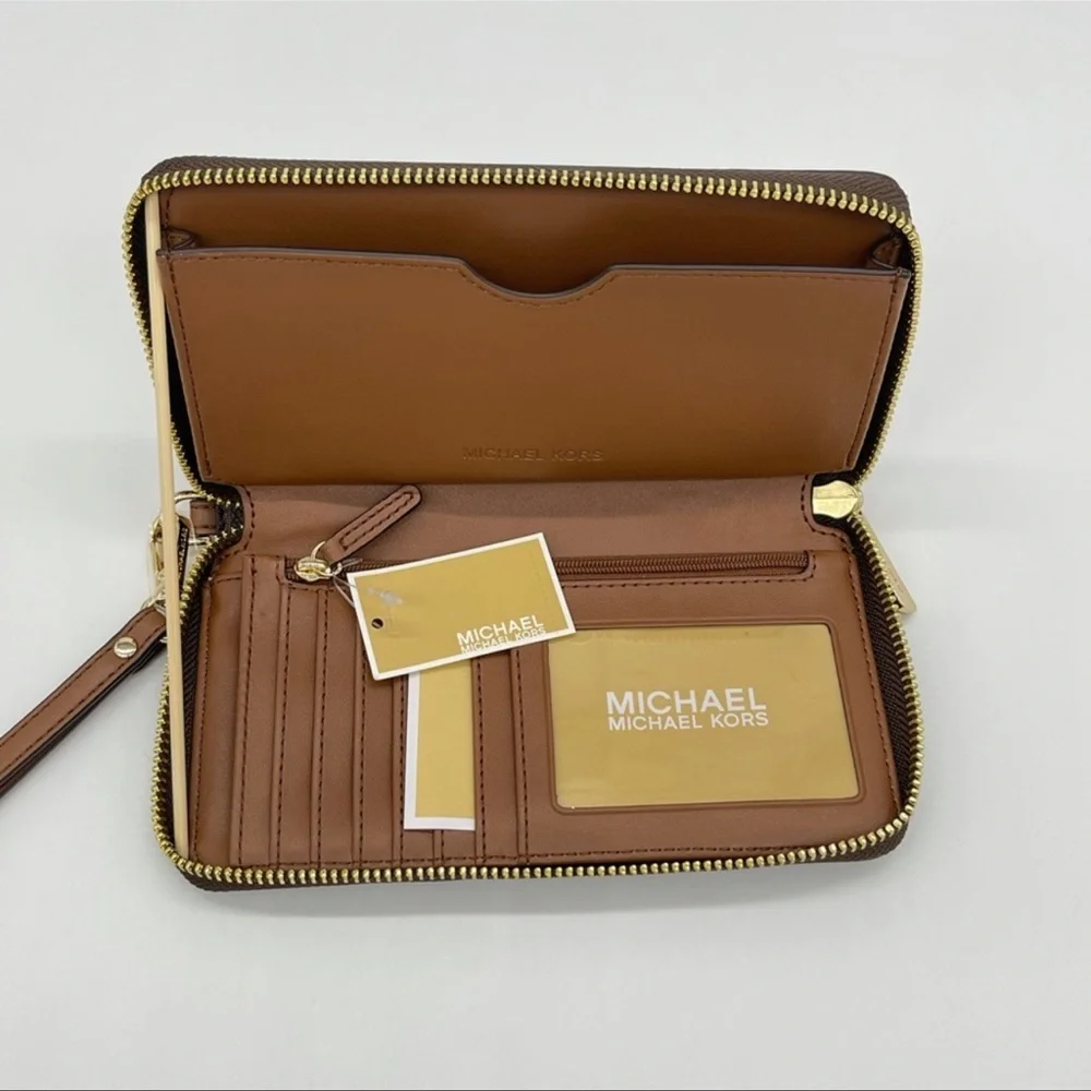 Michael Kors EW Crossbody Bag & Large Flat Mf Phone Case Wallet Leather Brown - Picture 10 of 13